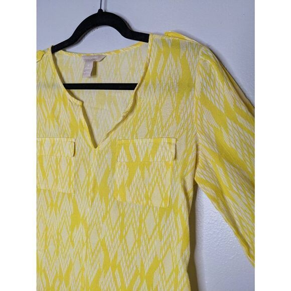 Banana Republic Yellow Artsy Diamond Blouse Small - Picture 10 of 11